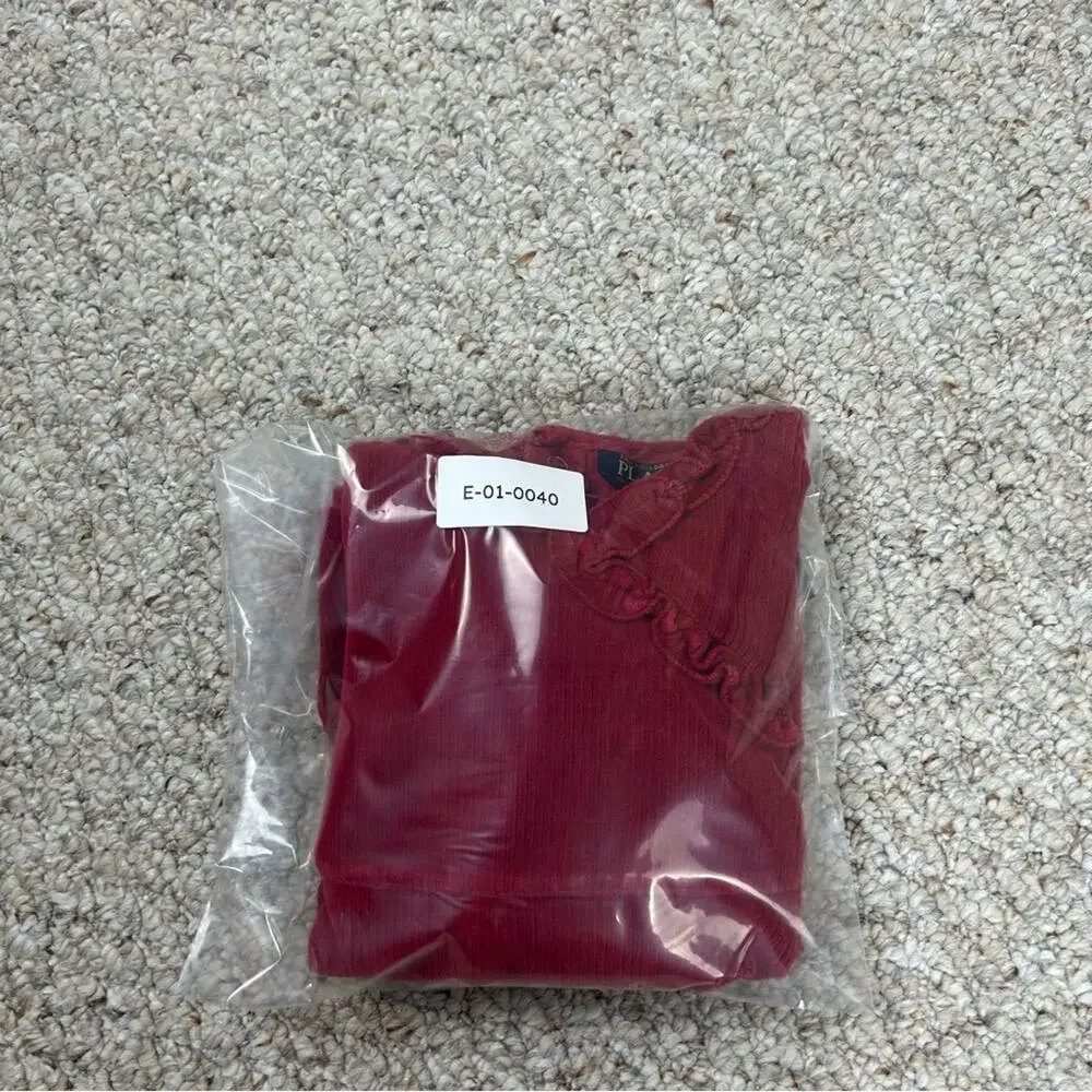 Children’s Place Red Velour Long Sleeve Girls 3T Vintage Ruffle Button Closure